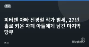 피터팬 아빠 전경철 작가 별세, 27년 홀로 키운 자폐 아들에게 남긴 마지막 당부