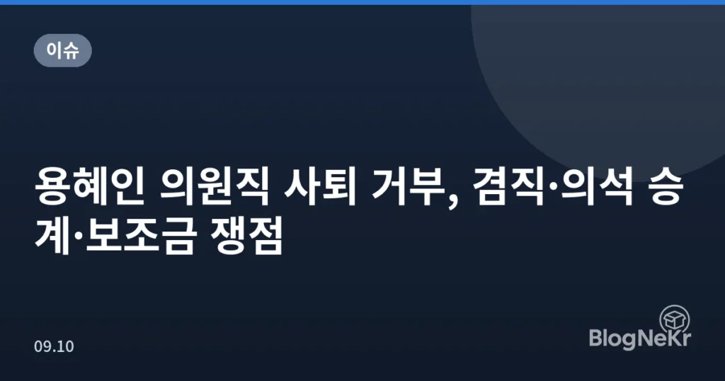 용혜인 의원직 사퇴 거부, 겸직·의석 승계·보조금 쟁점