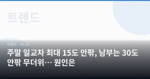 주말 일교차 최대 15도 안팎, 남부는 30도 안팎 무더위… 원인은