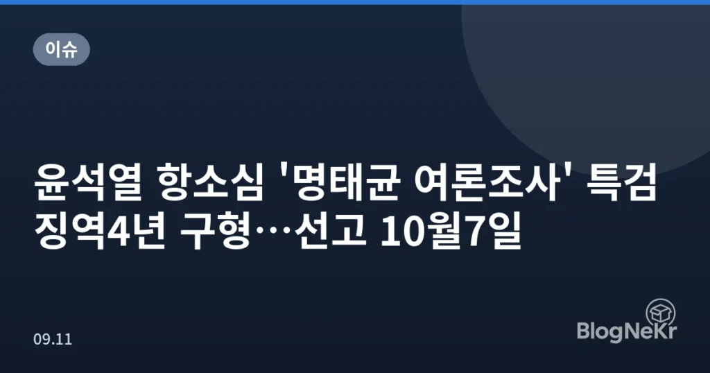 윤석열 항소심 '명태균 여론조사' 특검 징역4년 구형…선고 10월7일
