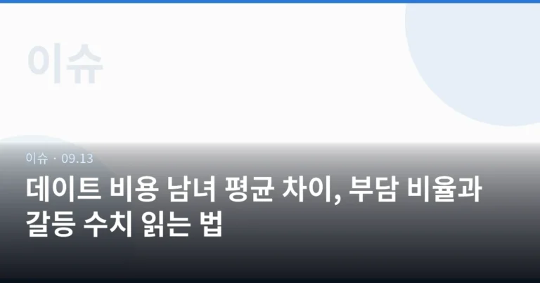 데이트 비용 남녀 평균 차이, 부담 비율과 갈등 수치 읽는 법