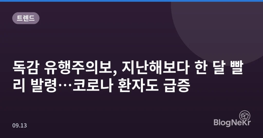 독감 유행주의보, 지난해보다 한 달 빨리 발령…코로나 환자도 급증