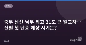 중부 선선·남부 최고 31도 큰 일교차…산별 첫 단풍 예상 시기는?