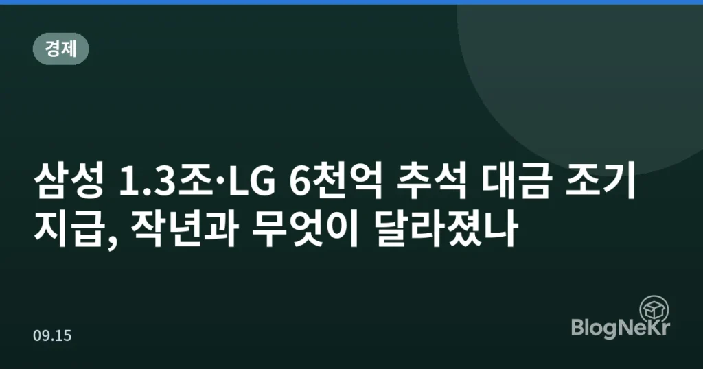 삼성 1.3조·LG 6천억 추석 대금 조기 지급, 작년과 무엇이 달라졌나