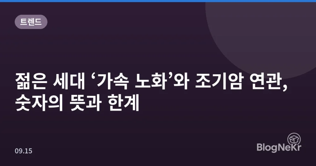 젊은 세대 ‘가속 노화’와 조기암 연관, 숫자의 뜻과 한계