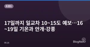 17일까지 일교차 10~15도 예보…16~19일 기온과 안개·강풍