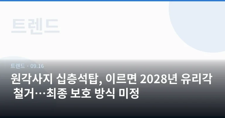 원각사지 십층석탑, 이르면 2028년 유리각 철거…최종 보호 방식 미정