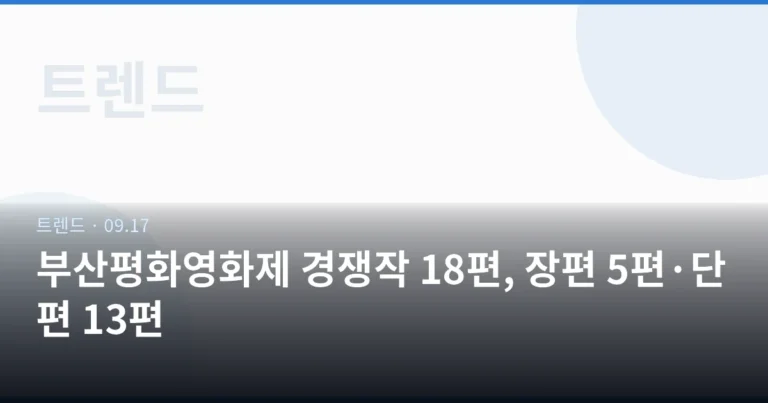 부산평화영화제 경쟁작 18편, 장편 5편·단편 13편