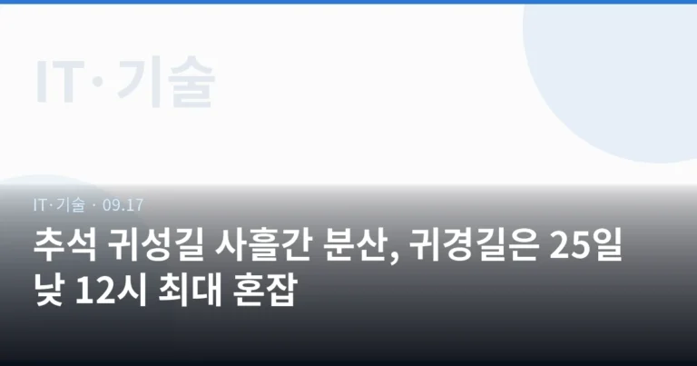 추석 귀성길 사흘간 분산, 귀경길은 25일 낮 12시 최대 혼잡