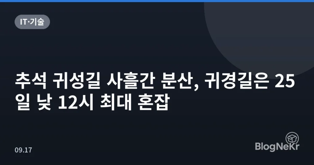 추석 귀성길 사흘간 분산, 귀경길은 25일 낮 12시 최대 혼잡