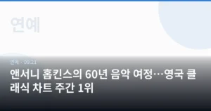 앤서니 홉킨스의 60년 음악 여정…영국 클래식 차트 주간 1위