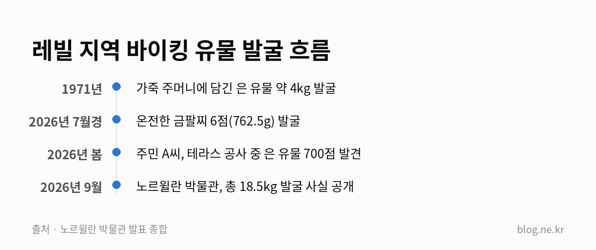 레빌 지역 바이킹 유물 발굴 흐름 인포그래픽