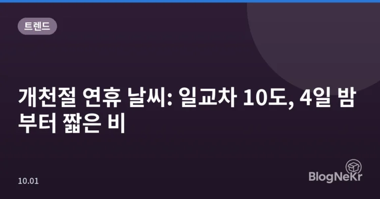 개천절 연휴 날씨: 일교차 10도, 4일 밤부터 짧은 비
