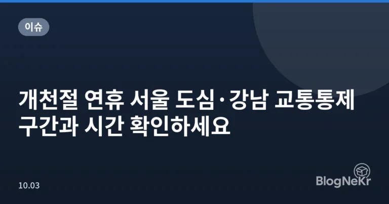 개천절 연휴 서울 도심·강남 교통통제 구간과 시간 확인하세요