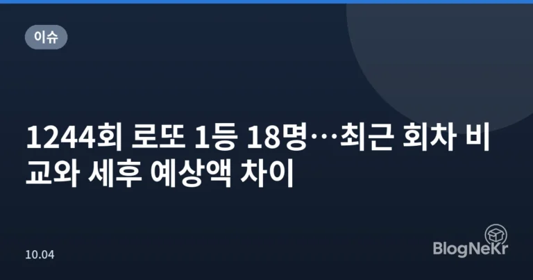 1244회 로또 1등 18명…최근 회차 비교와 세후 예상액 차이
