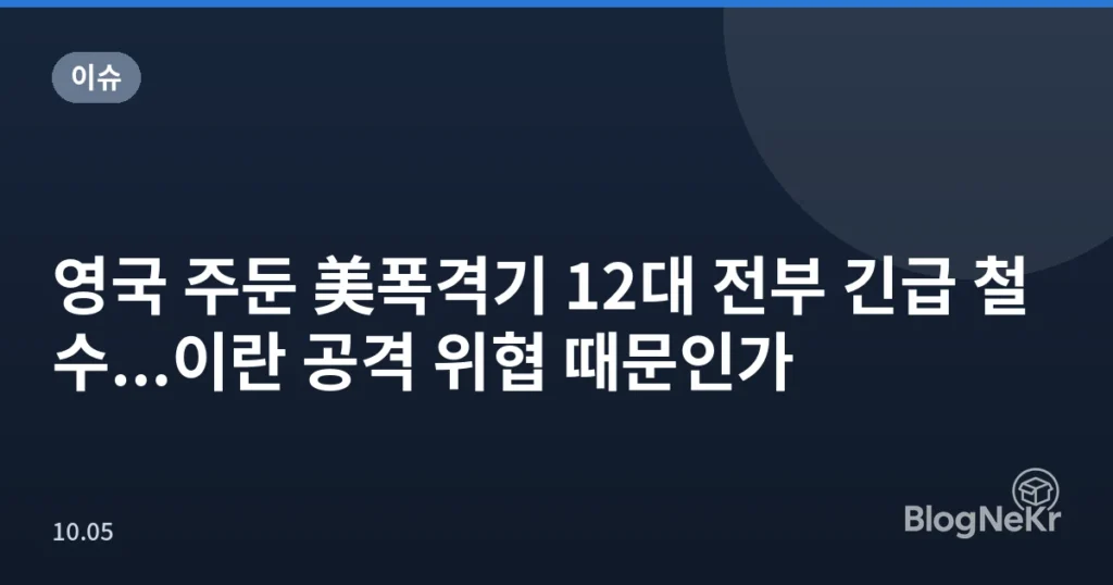 영국 주둔 美폭격기 12대 전부 긴급 철수...이란 공격 위협 때문인가