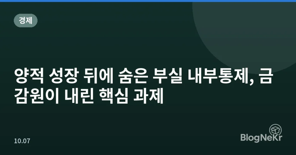 양적 성장 뒤에 숨은 부실 내부통제, 금감원이 내린 핵심 과제