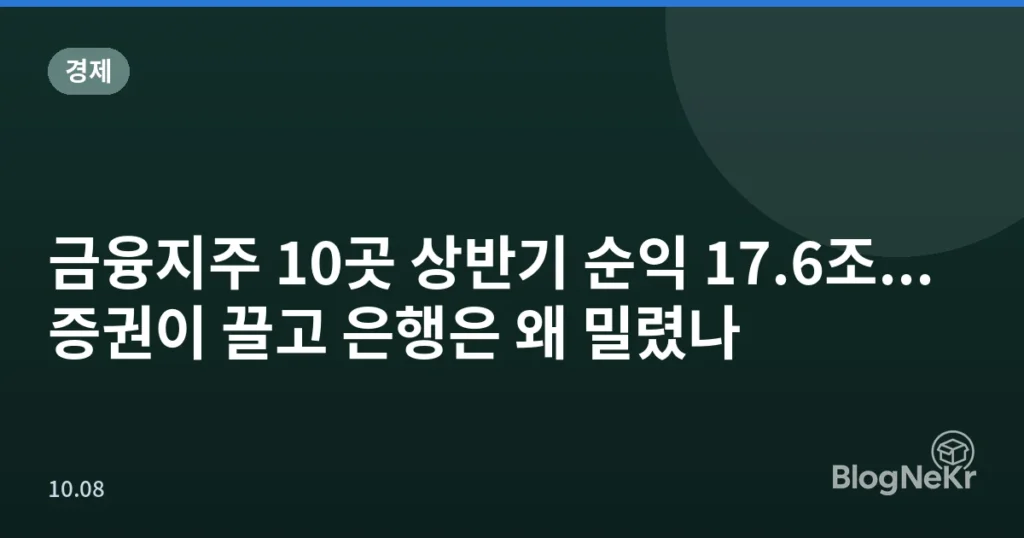 금융지주 10곳 상반기 순익 17.6조...증권이 끌고 은행은 왜 밀렸나