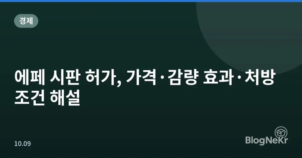 에페 시판 허가, 가격·감량 효과·처방 조건 해설