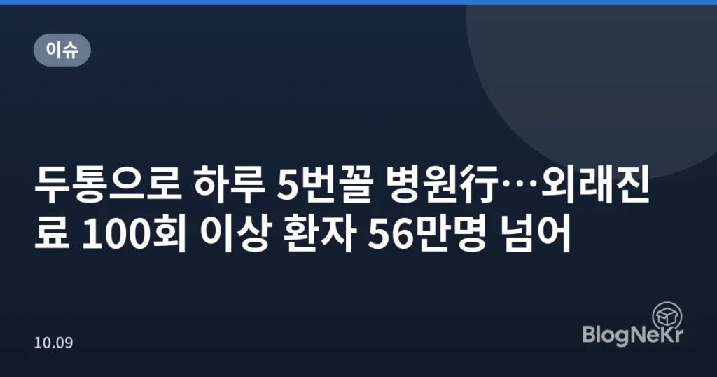 두통으로 하루 5번꼴 병원行…외래진료 100회 이상 환자 56만명 넘어