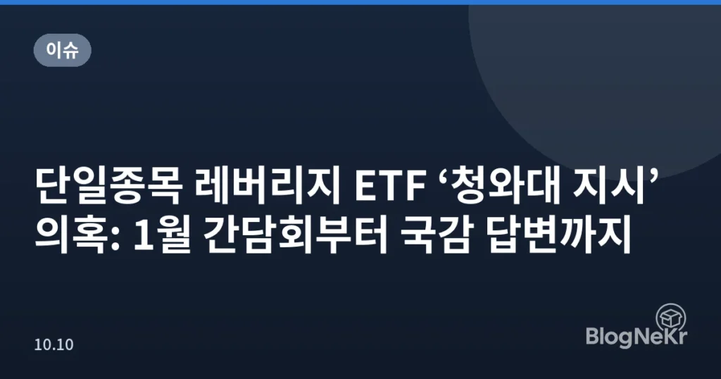 단일종목 레버리지 ETF ‘청와대 지시’ 의혹: 1월 간담회부터 국감 답변까지