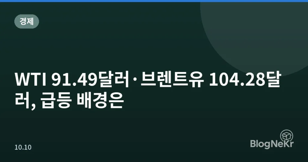 WTI 91.49달러·브렌트유 104.28달러, 급등 배경은