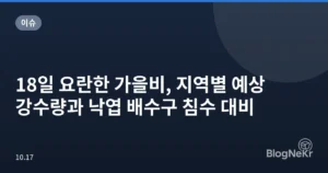 18일 요란한 가을비, 지역별 예상 강수량과 낙엽 배수구 침수 대비