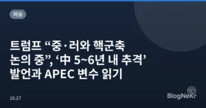 트럼프 “중·러와 핵군축 논의 중”, ‘中 5~6년 내 추격’ 발언과 APEC 변수 읽기