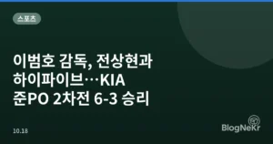 이범호 감독, 전상현과 하이파이브…KIA 준PO 2차전 6-3 승리