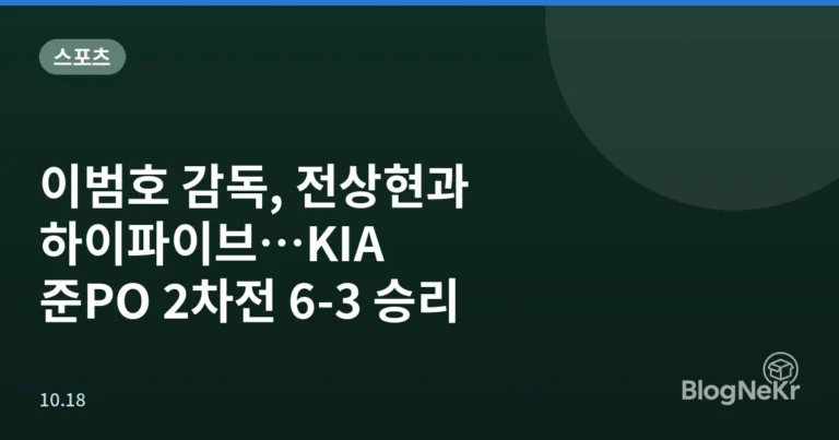 이범호 감독, 전상현과 하이파이브…KIA 준PO 2차전 6-3 승리