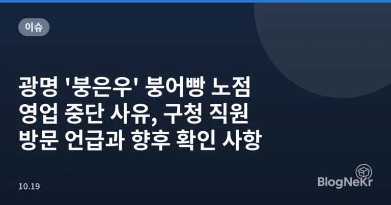 광명 '붕은우' 붕어빵 노점 영업 중단 사유, 구청 직원 방문 언급과 향후 확인 사항