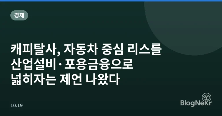 캐피탈사, 자동차 중심 리스를 산업설비·포용금융으로 넓히자는 제언 나왔다