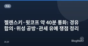젤렌스키·윗코프 약 40분 통화: 경유 합의·위성 공방·관세 유예 쟁점 정리