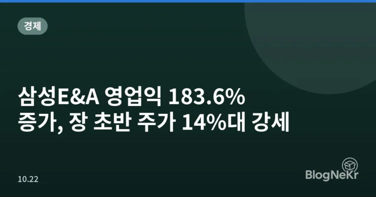 삼성E&A 영업익 183.6% 증가, 장 초반 주가 14%대 강세