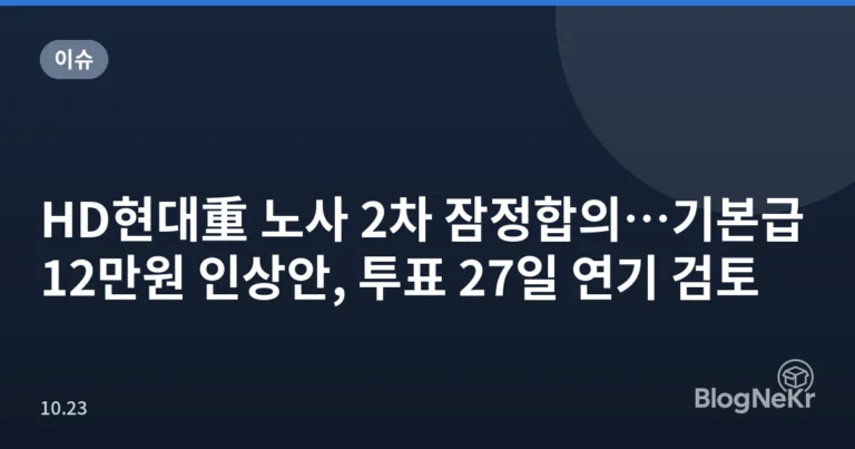 HD현대重 노사 2차 잠정합의…기본급 12만원 인상안, 투표 27일 연기 검토
