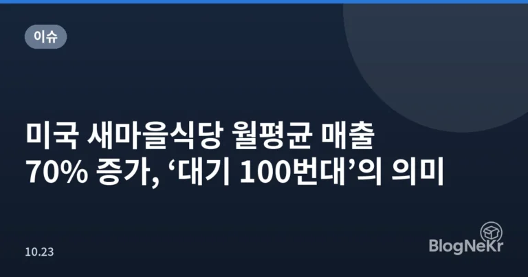 미국 새마을식당 월평균 매출 70% 증가, ‘대기 100번대’의 의미