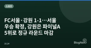 FC서울·강원 1-1…서울 우승 확정, 강원은 파이널A 5위로 정규 라운드 마감