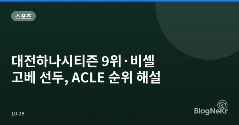 대전하나시티즌 9위·비셀 고베 선두, ACLE 순위 해설