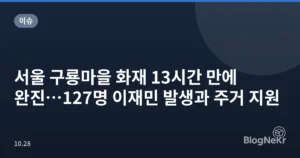 서울 구룡마을 화재 13시간 만에 완진…127명 이재민 발생과 주거 지원