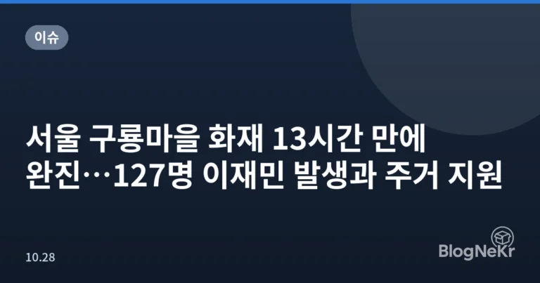 서울 구룡마을 화재 13시간 만에 완진…127명 이재민 발생과 주거 지원
