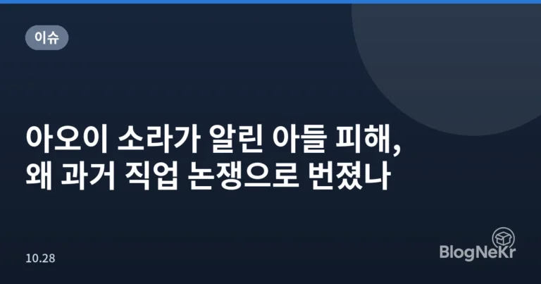 아오이 소라가 알린 아들 피해, 왜 과거 직업 논쟁으로 번졌나