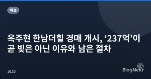 옥주현 한남더힐 경매 개시, ‘237억’이 곧 빚은 아닌 이유와 남은 절차