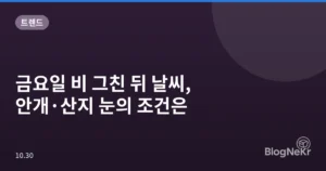 금요일 비 그친 뒤 날씨, 안개·산지 눈의 조건은