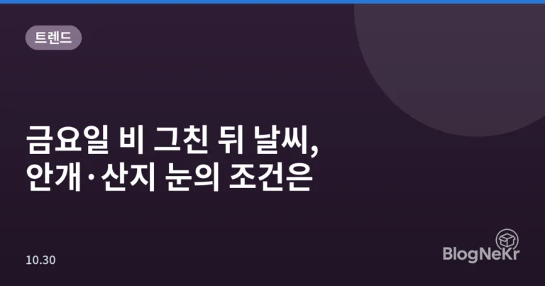 금요일 비 그친 뒤 날씨, 안개·산지 눈의 조건은