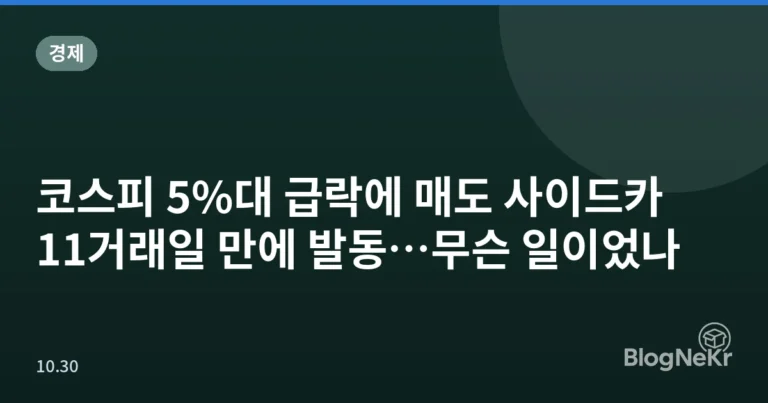 코스피 5%대 급락에 매도 사이드카 11거래일 만에 발동…무슨 일이었나