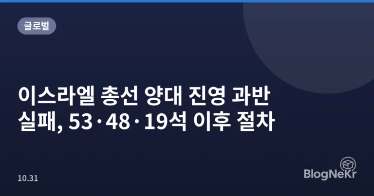 이스라엘 총선 양대 진영 과반 실패, 53·48·19석 이후 절차