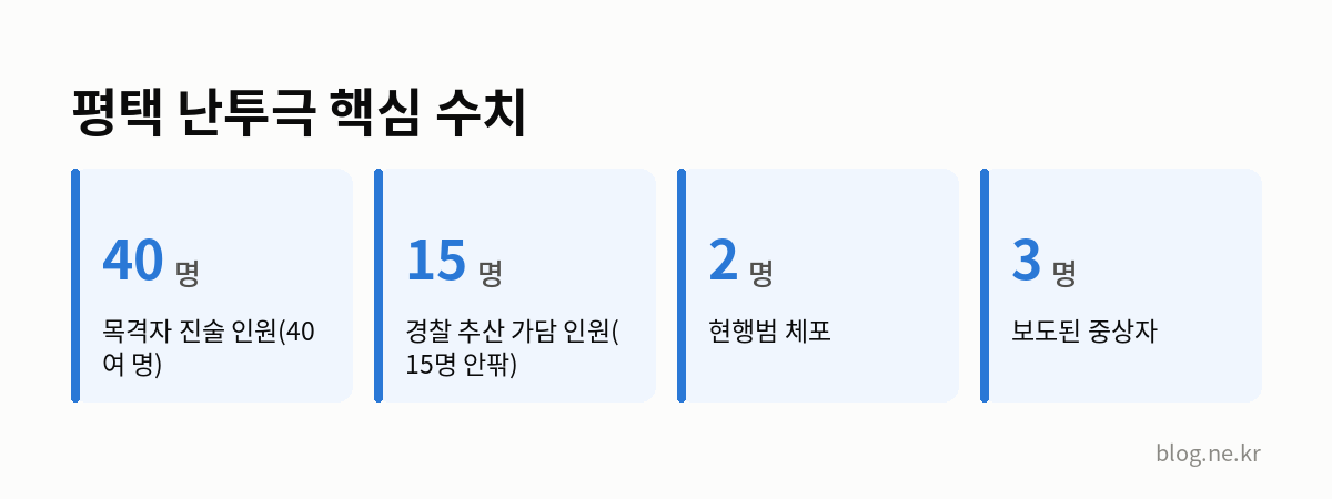 평택 난투극 핵심 수치 인포그래픽