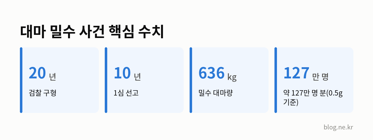 대마 밀수 사건 핵심 수치 인포그래픽